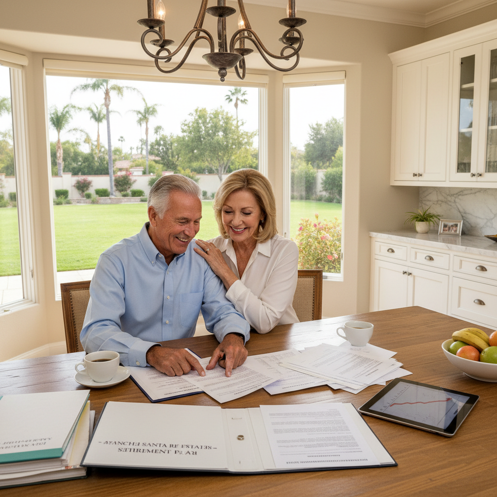 Homeowner couple reviewing reverse mortgage options — How a $6.9M Home Added 17 Years to Retirement for a Rancho Santa Fe Couple