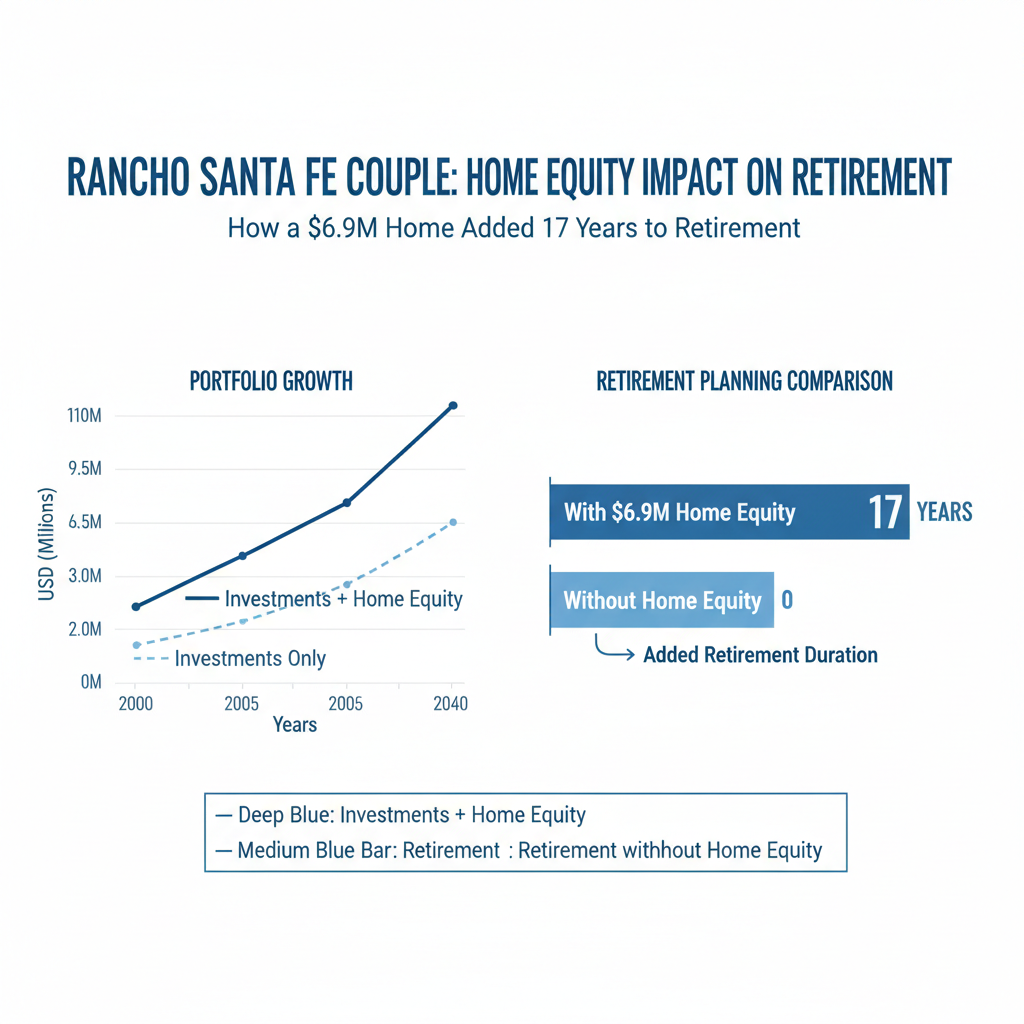 Retirement portfolio chart showing strategy for How a $6.9M Home Added 17 Years to Retirement for a Rancho Santa Fe Couple