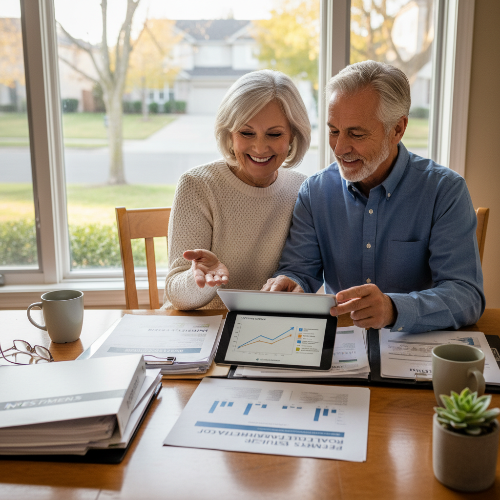 Homeowner couple reviewing reverse mortgage options — I Ran the Numbers: Here's What the Perpetual Retirement Calculator Actually Shows