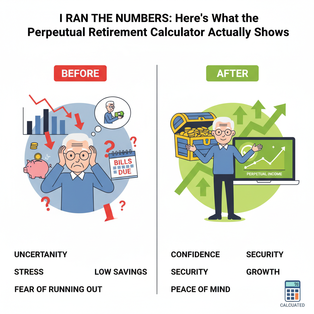 Before and after comparison showing reverse mortgage benefit for I Ran the Numbers: Here's What the Perpetual Retirement Calculator Actually Shows